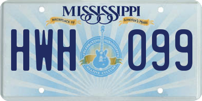 MS license plate HWH099