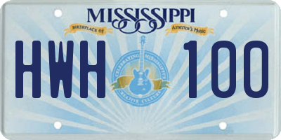 MS license plate HWH100