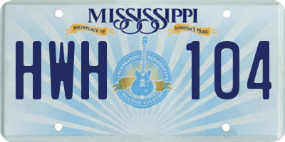 MS license plate HWH104