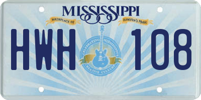 MS license plate HWH108
