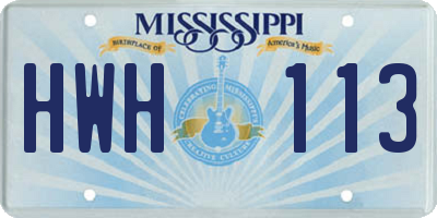 MS license plate HWH113