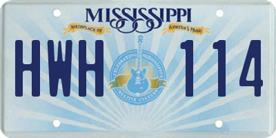 MS license plate HWH114