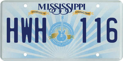 MS license plate HWH116