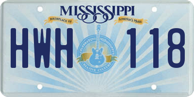 MS license plate HWH118
