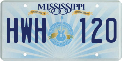 MS license plate HWH120