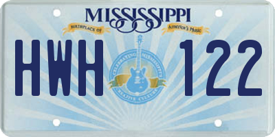 MS license plate HWH122