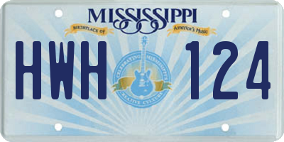 MS license plate HWH124