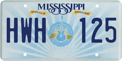 MS license plate HWH125