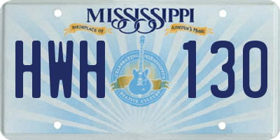 MS license plate HWH130