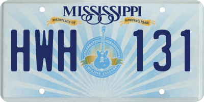 MS license plate HWH131