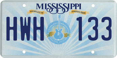 MS license plate HWH133