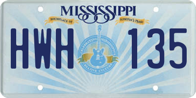 MS license plate HWH135