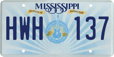 MS license plate HWH137