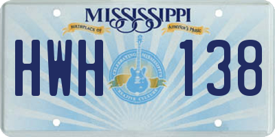 MS license plate HWH138