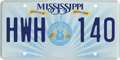 MS license plate HWH140