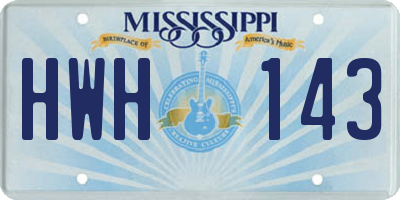 MS license plate HWH143