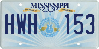 MS license plate HWH153