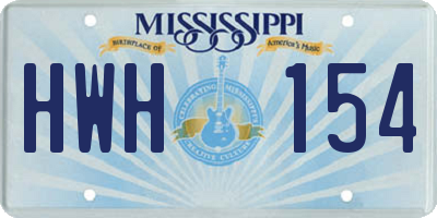 MS license plate HWH154