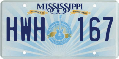 MS license plate HWH167