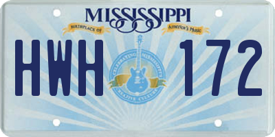 MS license plate HWH172