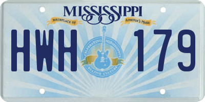 MS license plate HWH179