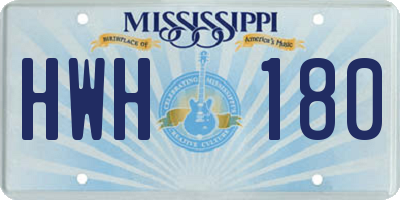 MS license plate HWH180