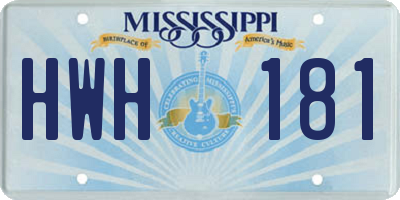 MS license plate HWH181