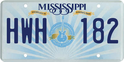 MS license plate HWH182