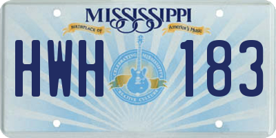MS license plate HWH183