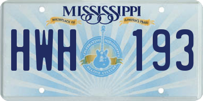 MS license plate HWH193