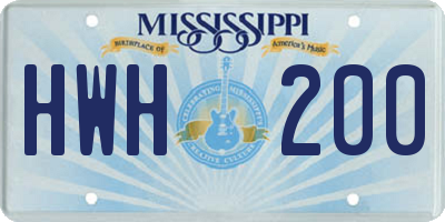 MS license plate HWH200