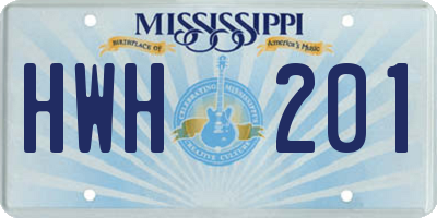 MS license plate HWH201