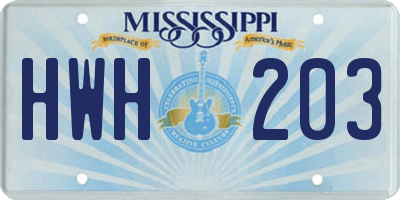 MS license plate HWH203