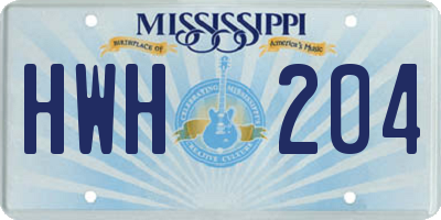 MS license plate HWH204