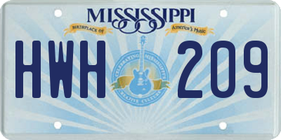 MS license plate HWH209