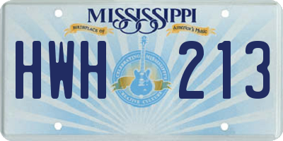 MS license plate HWH213