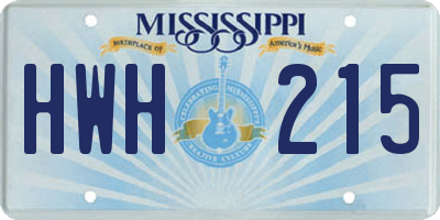 MS license plate HWH215