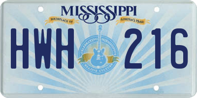 MS license plate HWH216