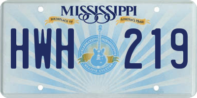MS license plate HWH219