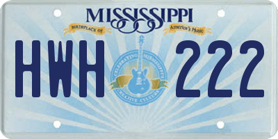 MS license plate HWH222