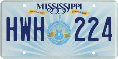 MS license plate HWH224