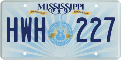 MS license plate HWH227