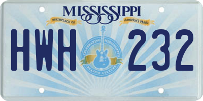MS license plate HWH232