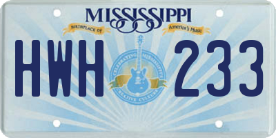 MS license plate HWH233
