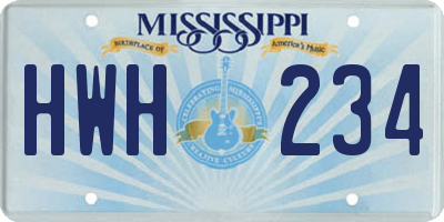 MS license plate HWH234