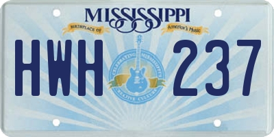MS license plate HWH237