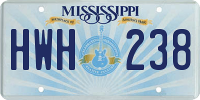 MS license plate HWH238