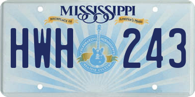 MS license plate HWH243