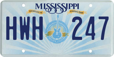 MS license plate HWH247