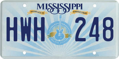 MS license plate HWH248